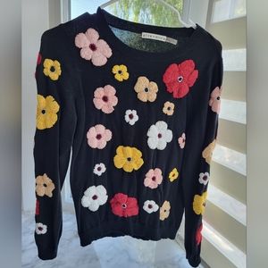 alice+olivia flower sweater, sizeL